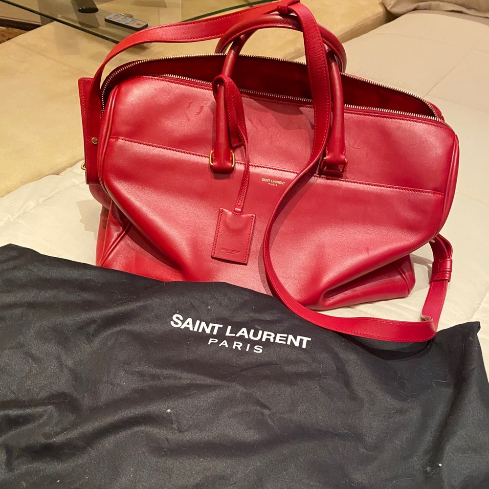 Red SaintLaurent “ysl” Duffle Cross Body Bag